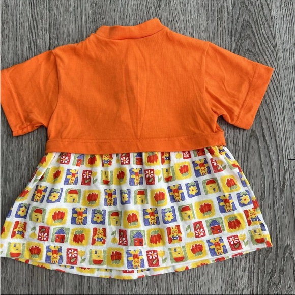 Vintage C.B. Kid Girls Orange Infant Dress Bunny Club 12 month - Picture 6 of 6